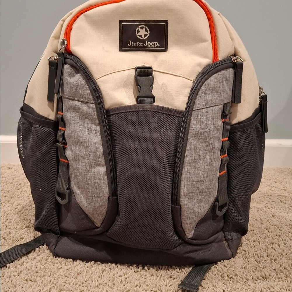 Cream and Gray Men's Backpack